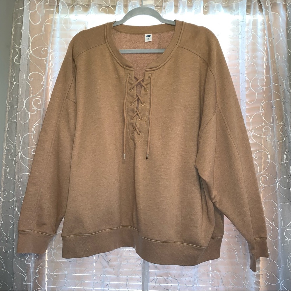 Old Navy Tan Lace-Up Sweatshirt